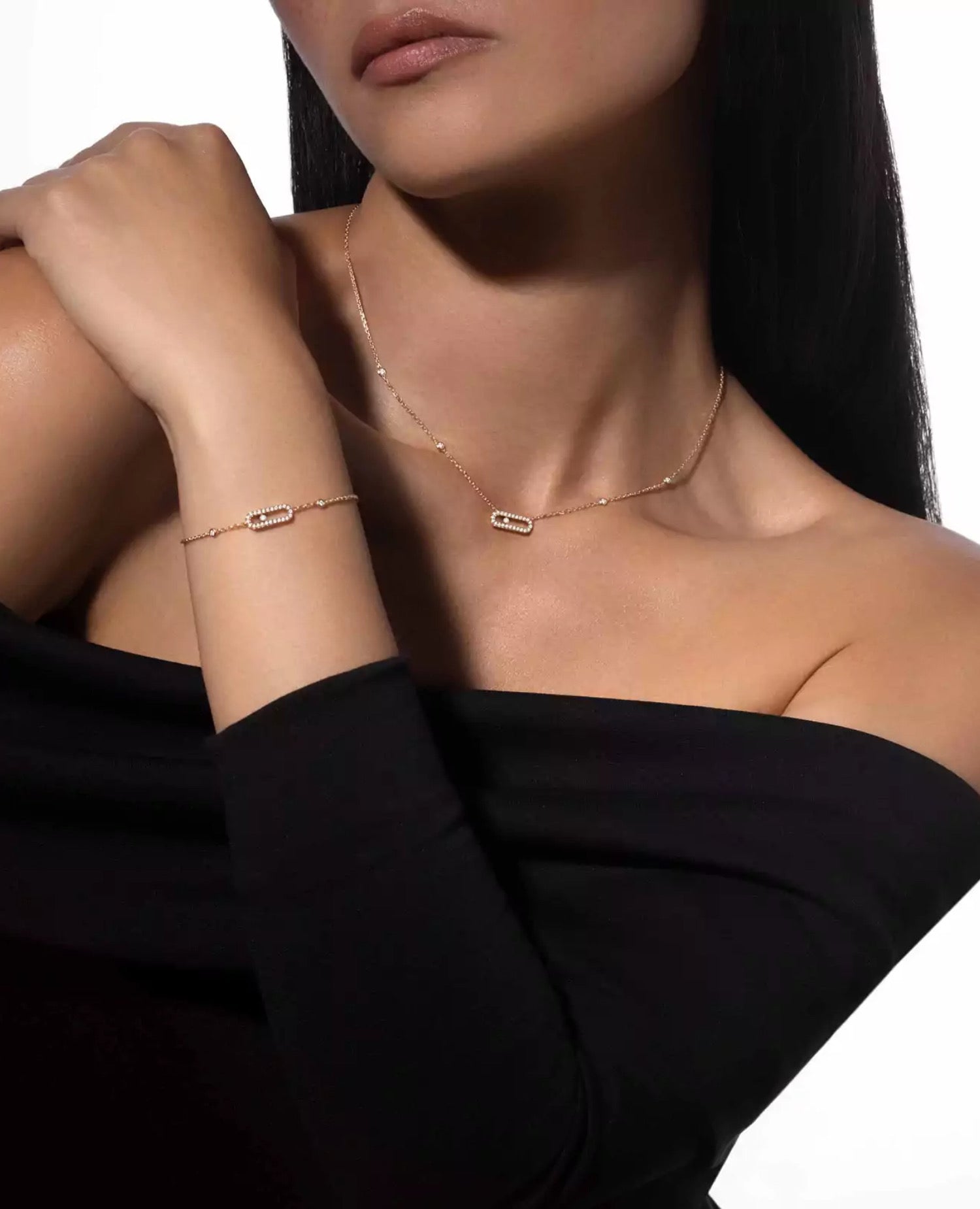 MSK  Move Uno Pavé Necklace Rose Gold