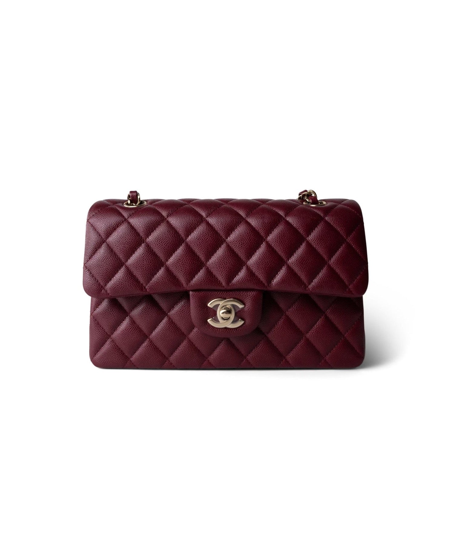 COCO Small Classic Double Flap Caviar Quilted Burgundy