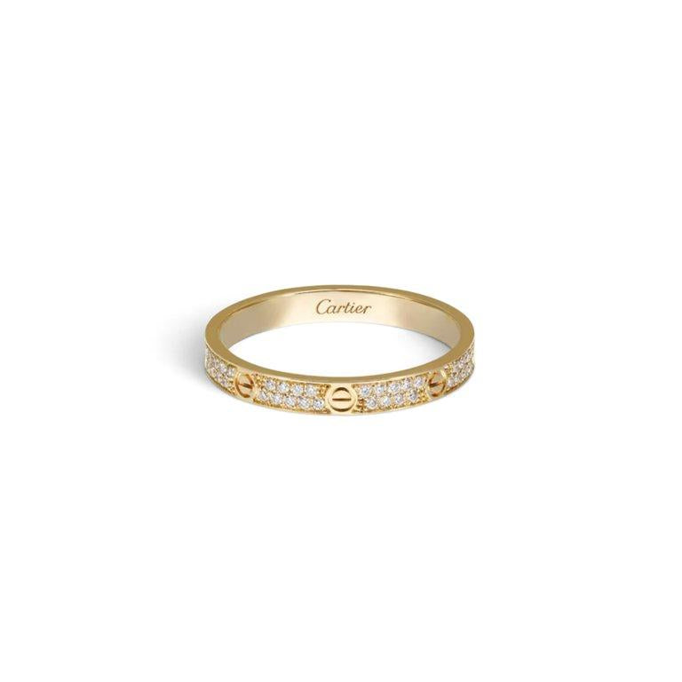CRT Love Ring, Mini Model, Paved, Yellow Gold