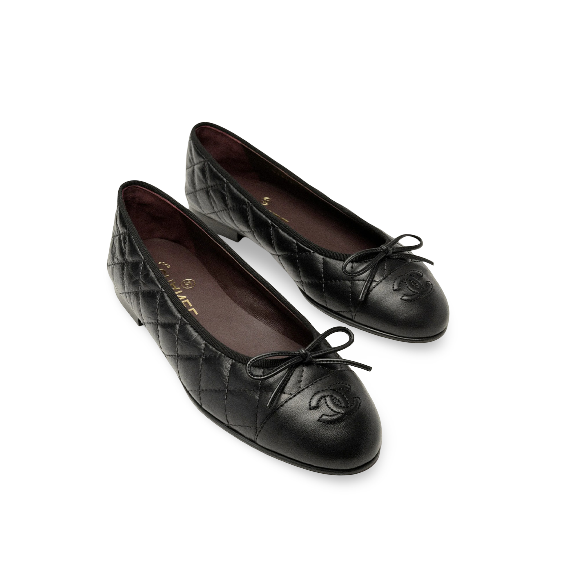 COCO Quilted Lambskin Ballet Flats Black