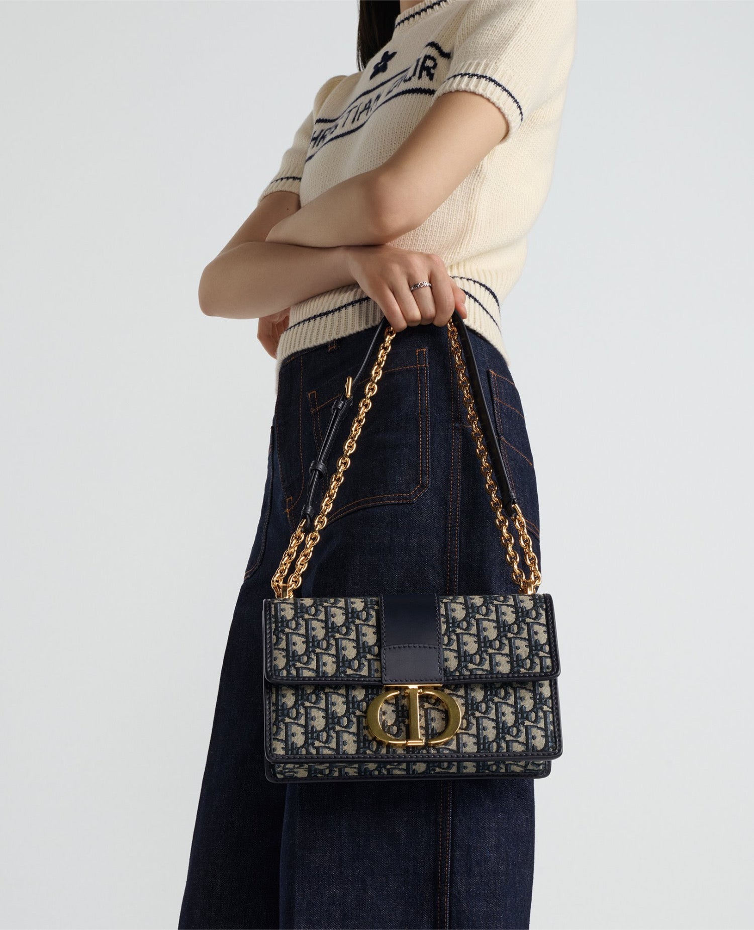 DR 30 Montaigne Chain Bag Blue Jacquard