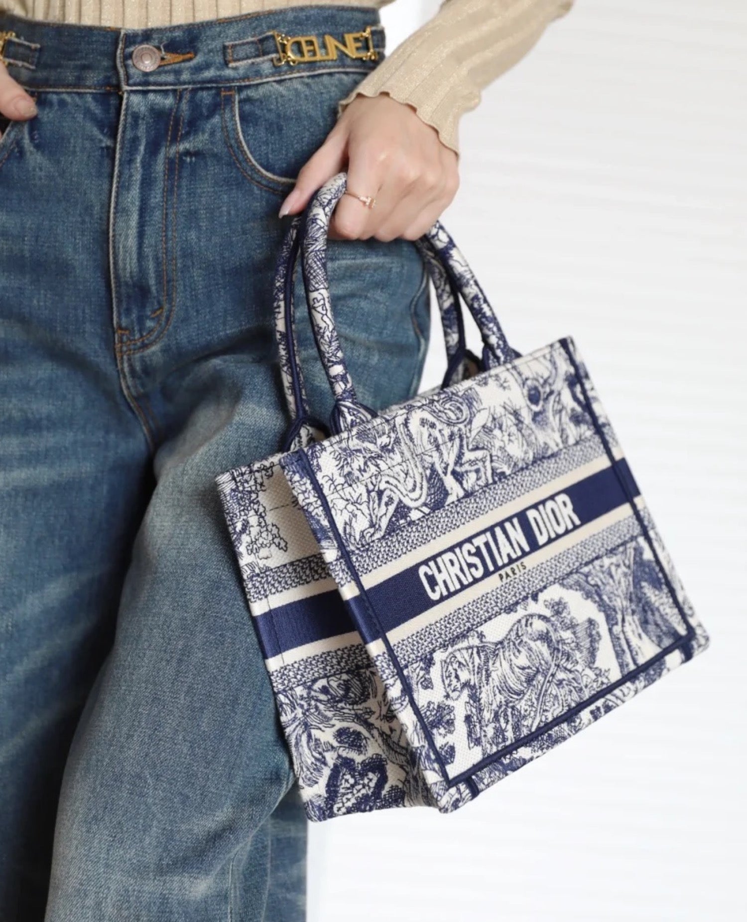 DR Small DR Book Tote Blue Toile