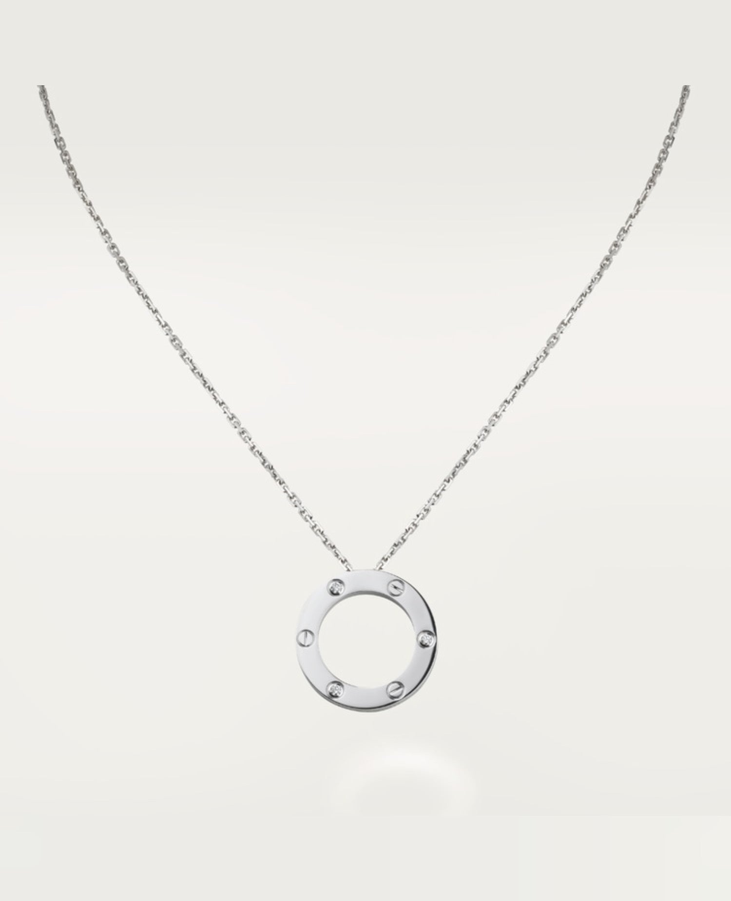 CRT Love Necklace, 3 Diamonds, Silver
