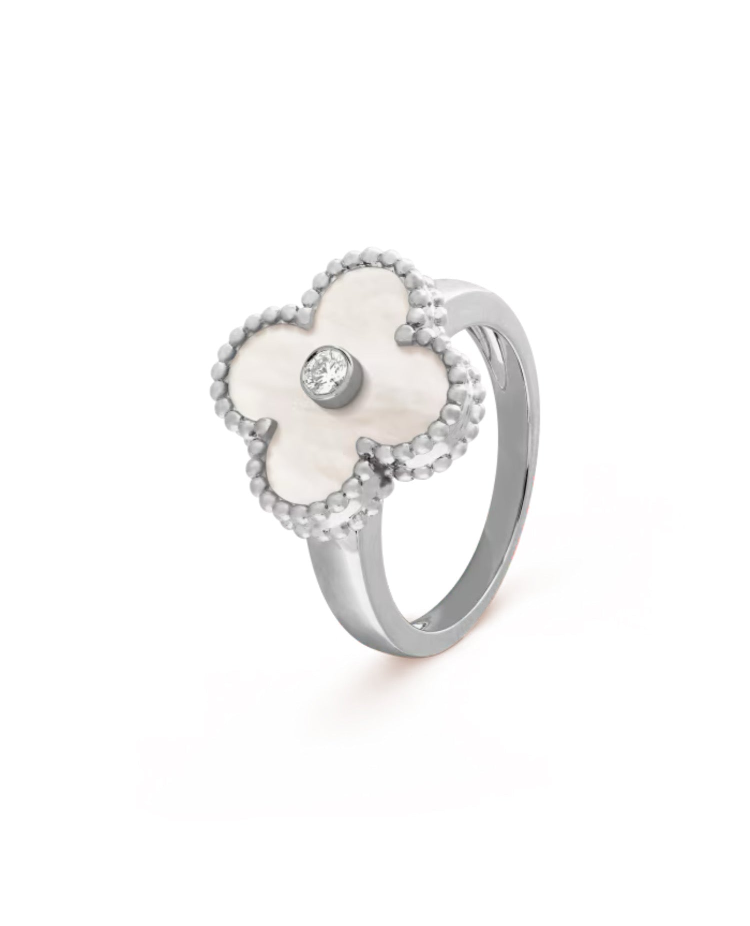 VCF Vintage Alhambra Ring,white gold, Diamond, Mother-of-pearl