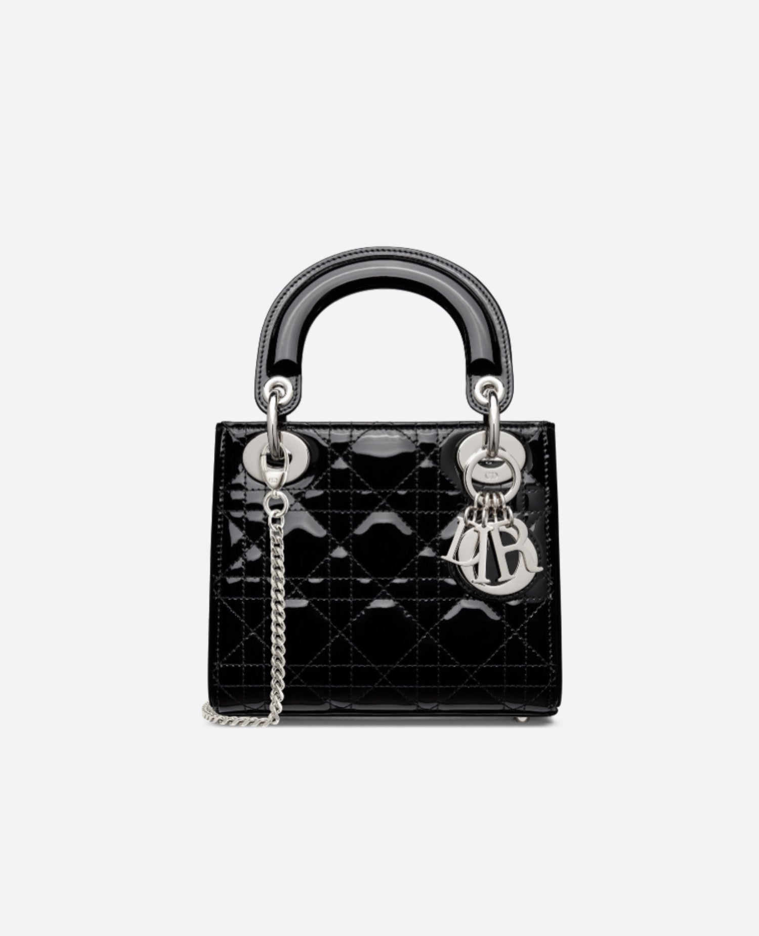 DR Mini Lady DR Bag Black Patent Silver Hardware