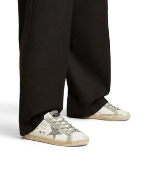 Golden Goose Women’s Super-Star with Silver Star and Turquoise glitter heel tab