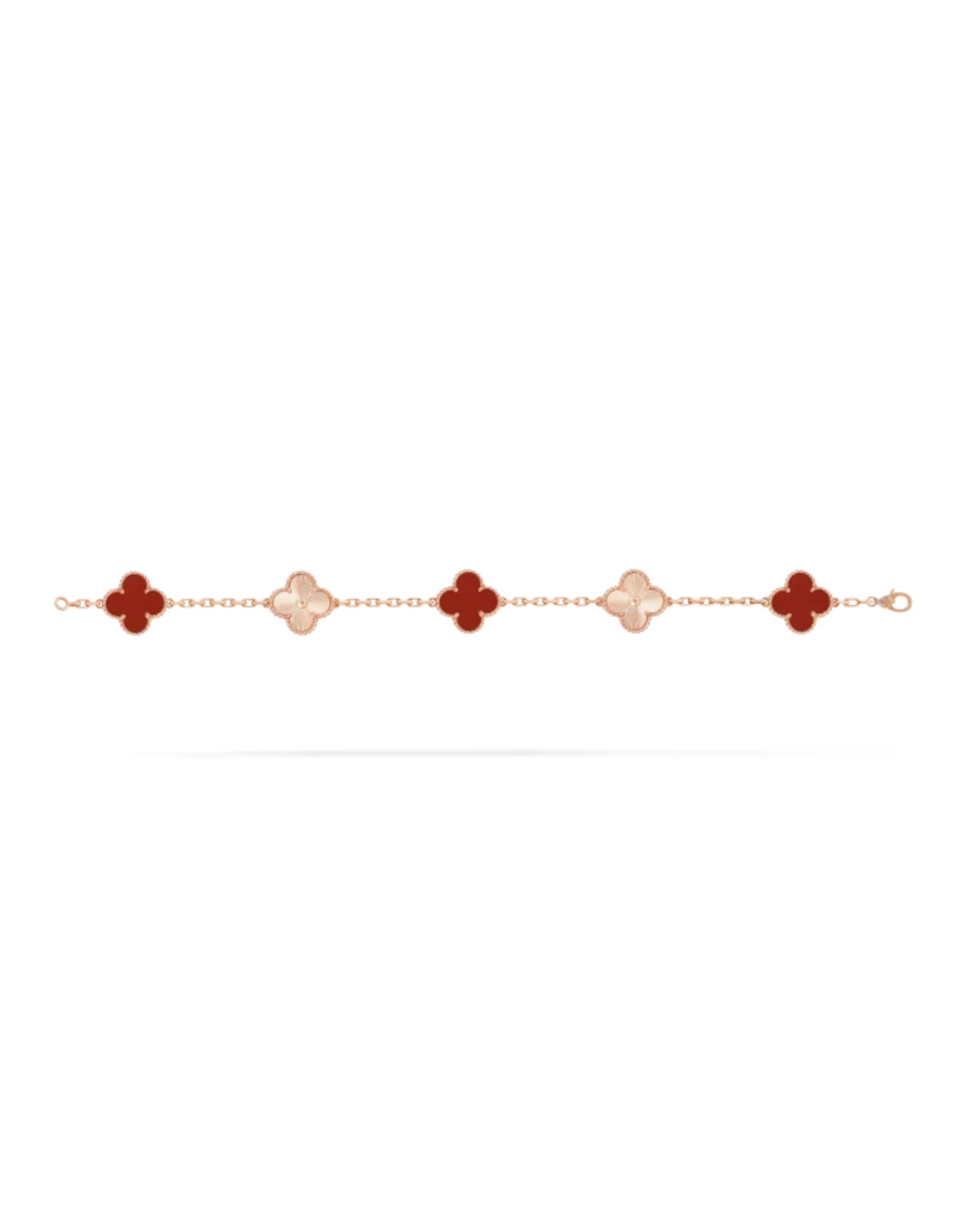 VCF Vintage Alhambra bracelet, 5 motifs, rose gold, Carnelian