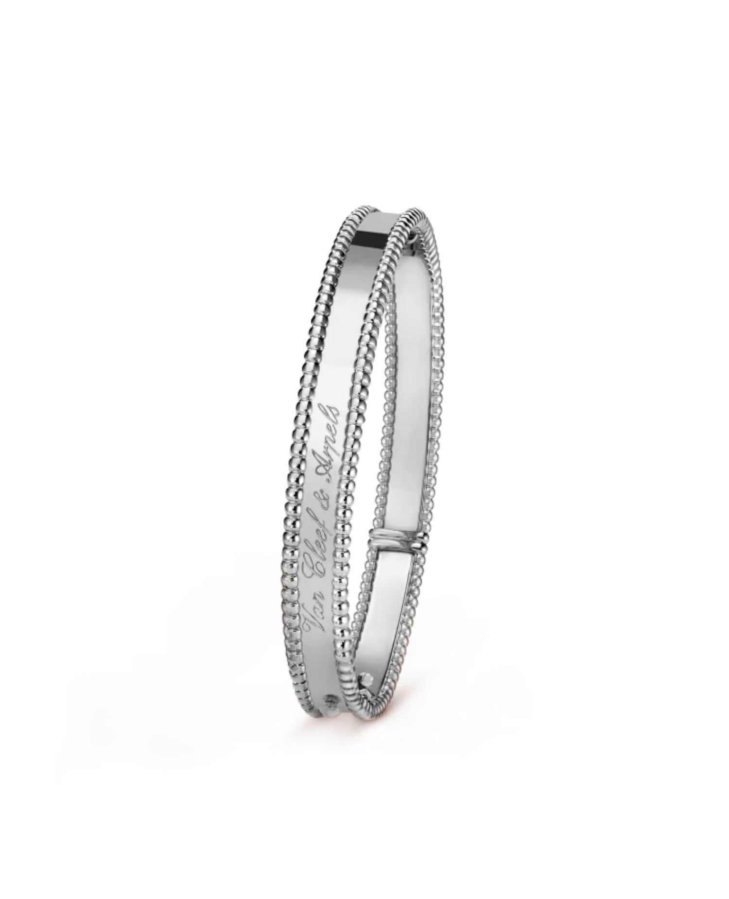 VCF Perlée signature bracelet, medium model, white gold