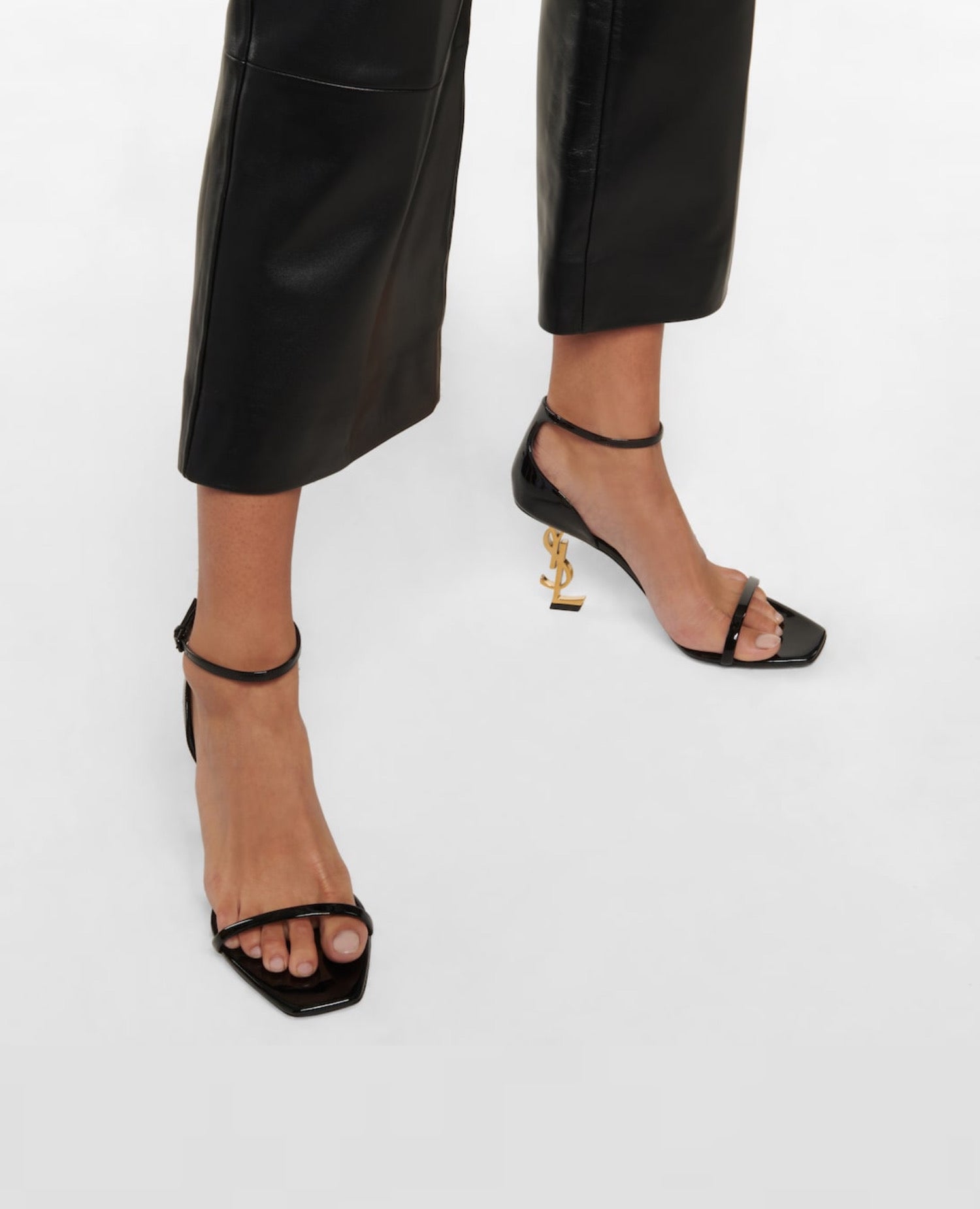STL Opyum Sandals in Patent Leather Gold Heel