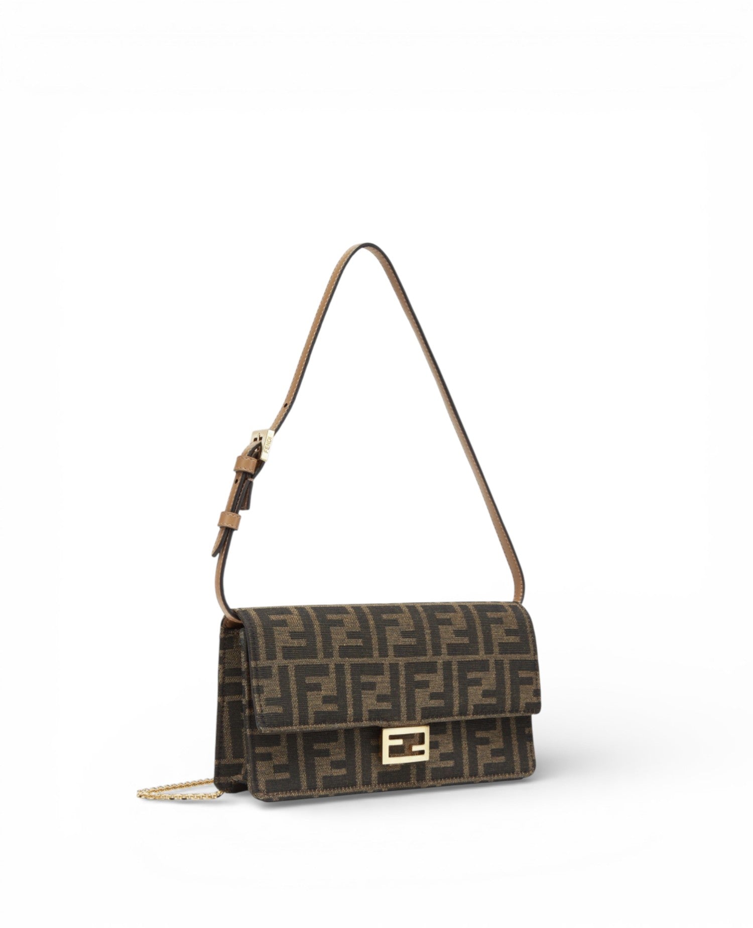 FND Wallet On Chain Baguette Brown FF fabric wallet