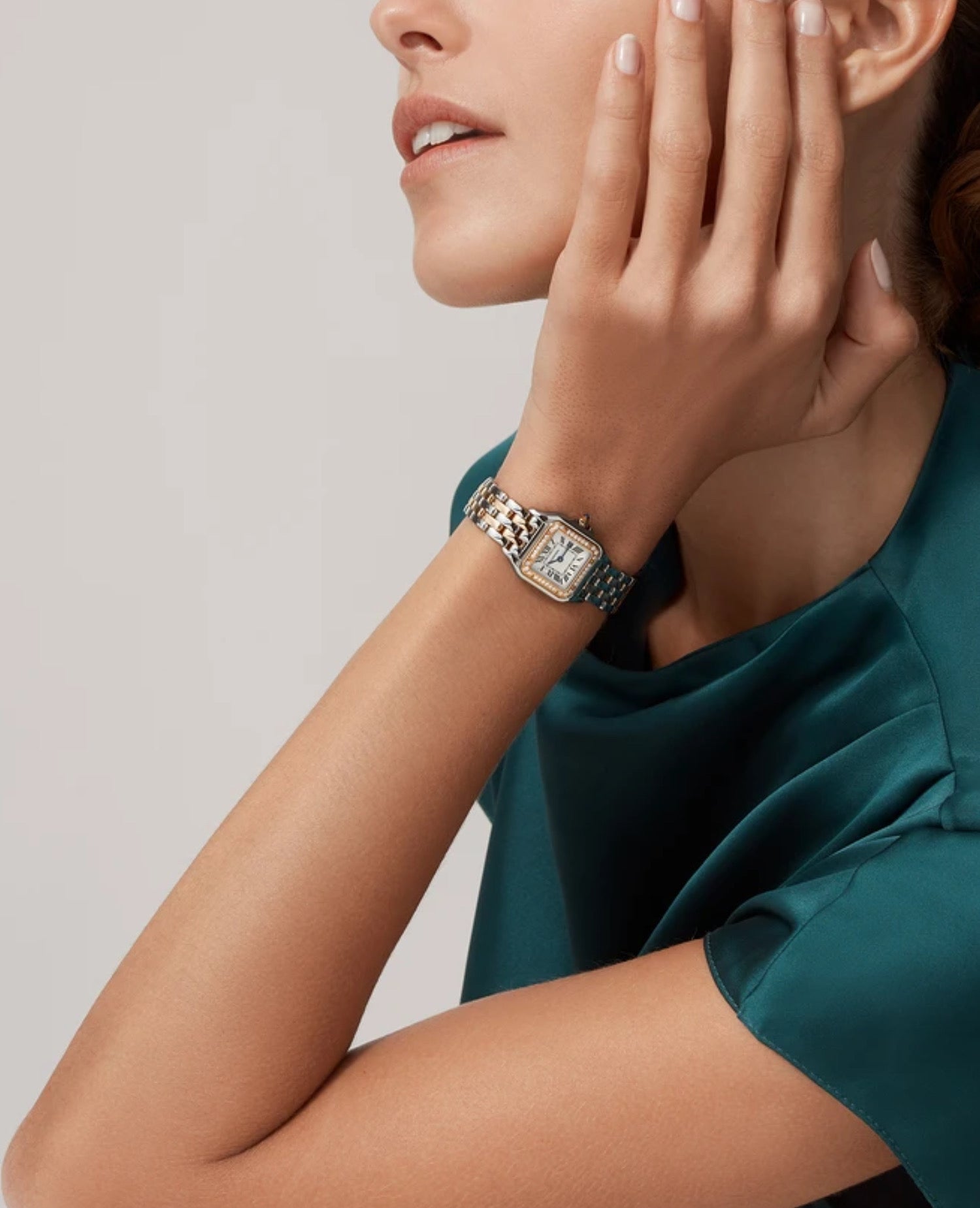 CRT Panthère DE CRT Watch, Small Model, Diamonds, Rose Gold/Steel