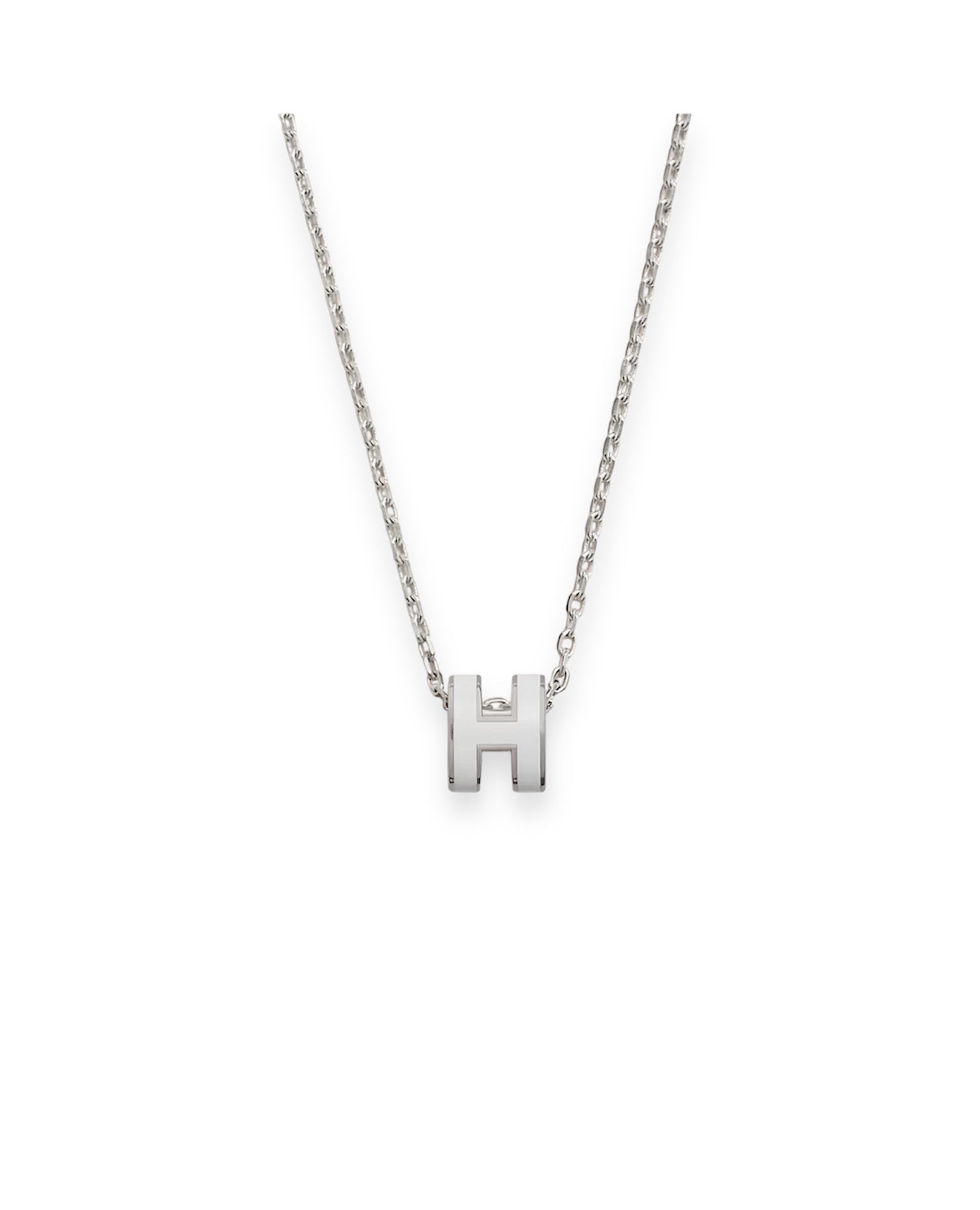 HMS Mini Pop H Pendant Silver Plated Blanc