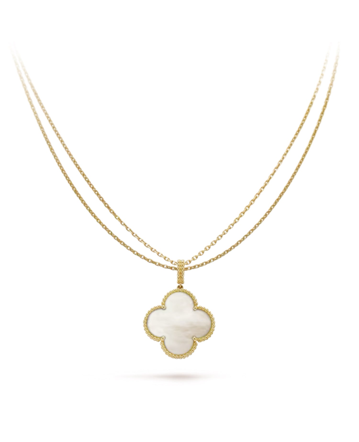 VCF Magic Alhambra long necklace, 1 motif, yellow gold, Mother-of-pearl