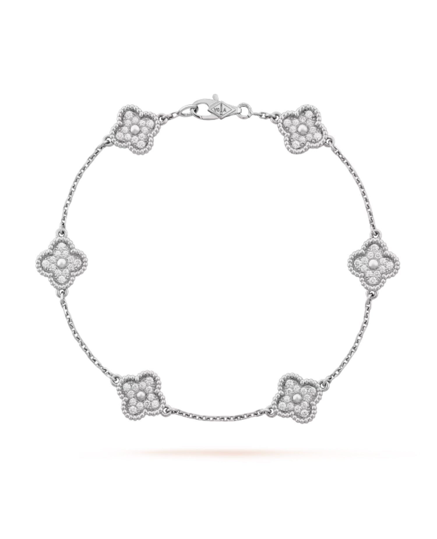 VCF Sweet Alhambra bracelet, 6 motifs, white gold, Diamond