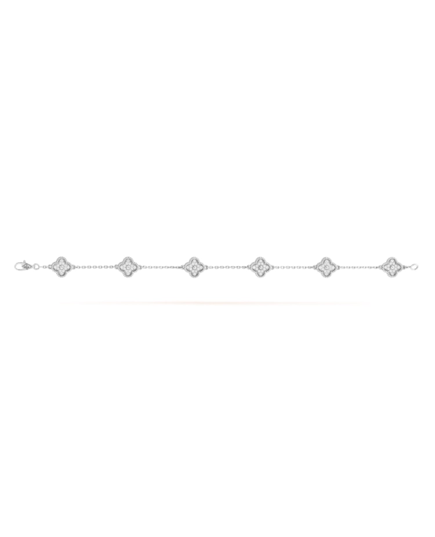 VCF Sweet Alhambra bracelet, 6 motifs, white gold, Diamond