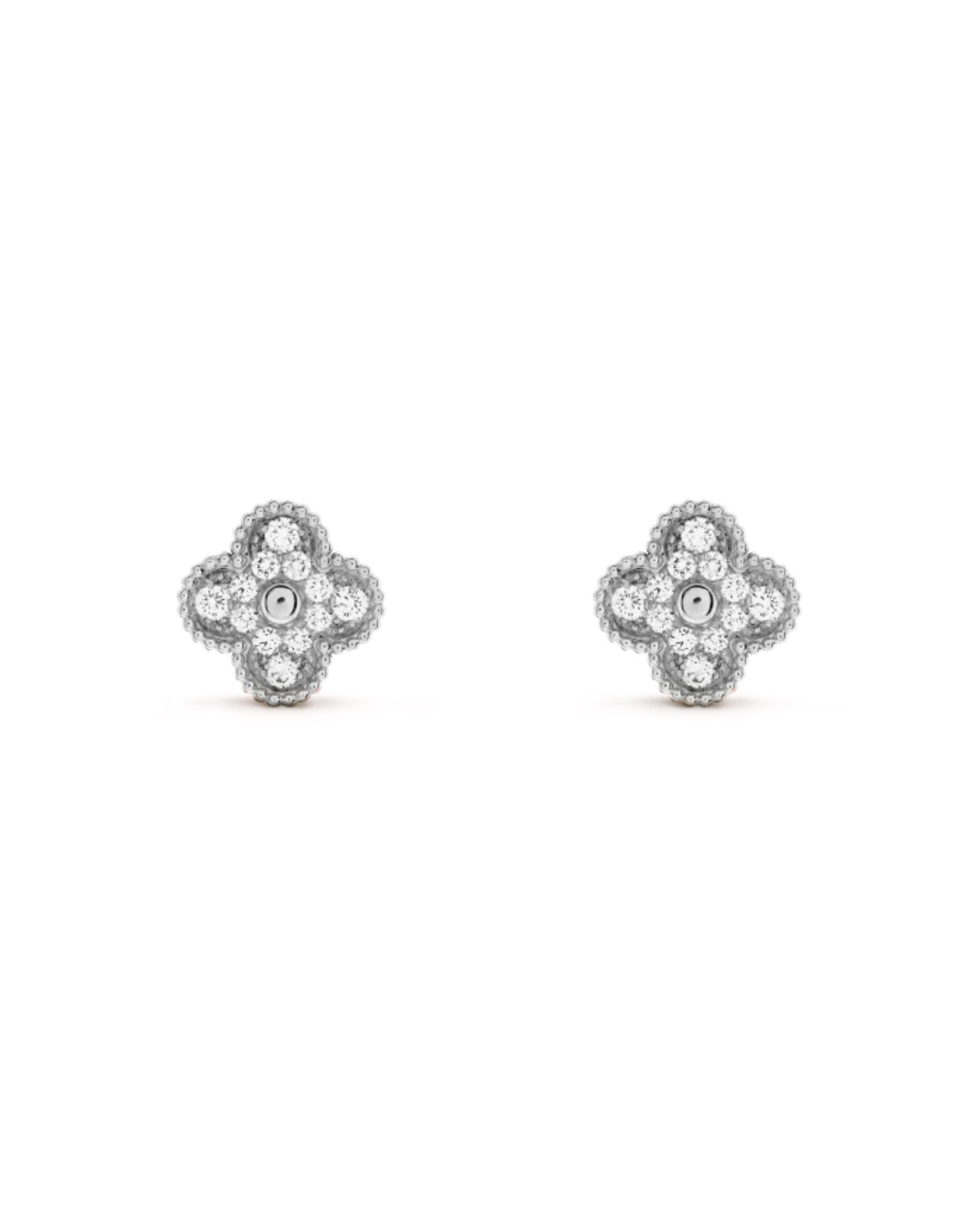 VCF Vintage Alhambra earrings, white gold, Diamond