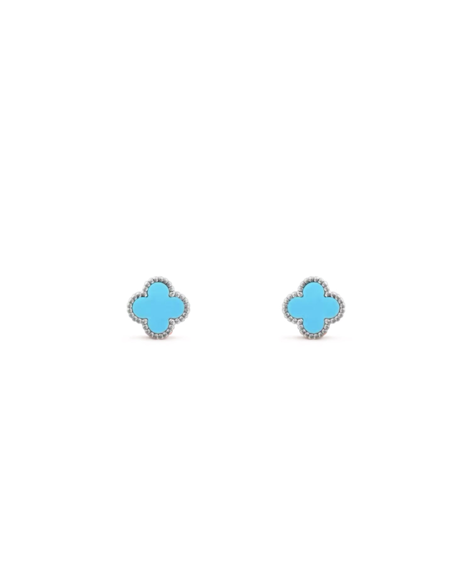 VCF Sweet Alhambra earstuds, white gold, Turquoise