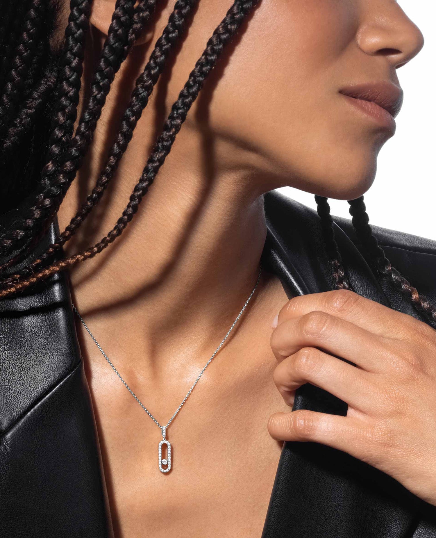 MSK  Move Uno Pavé LM Necklace Silver