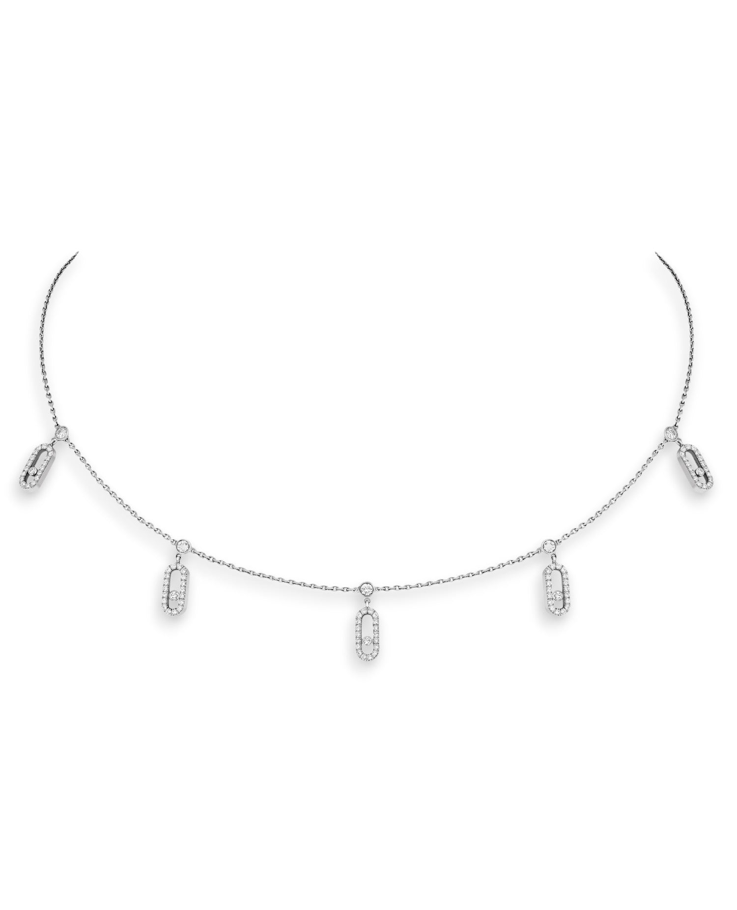 MSK Move Uno Pavé Drop Necklace Silver
