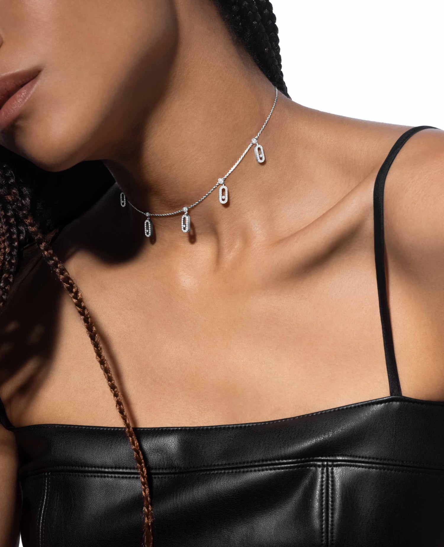 MSK Move Uno Pavé Drop Necklace Silver