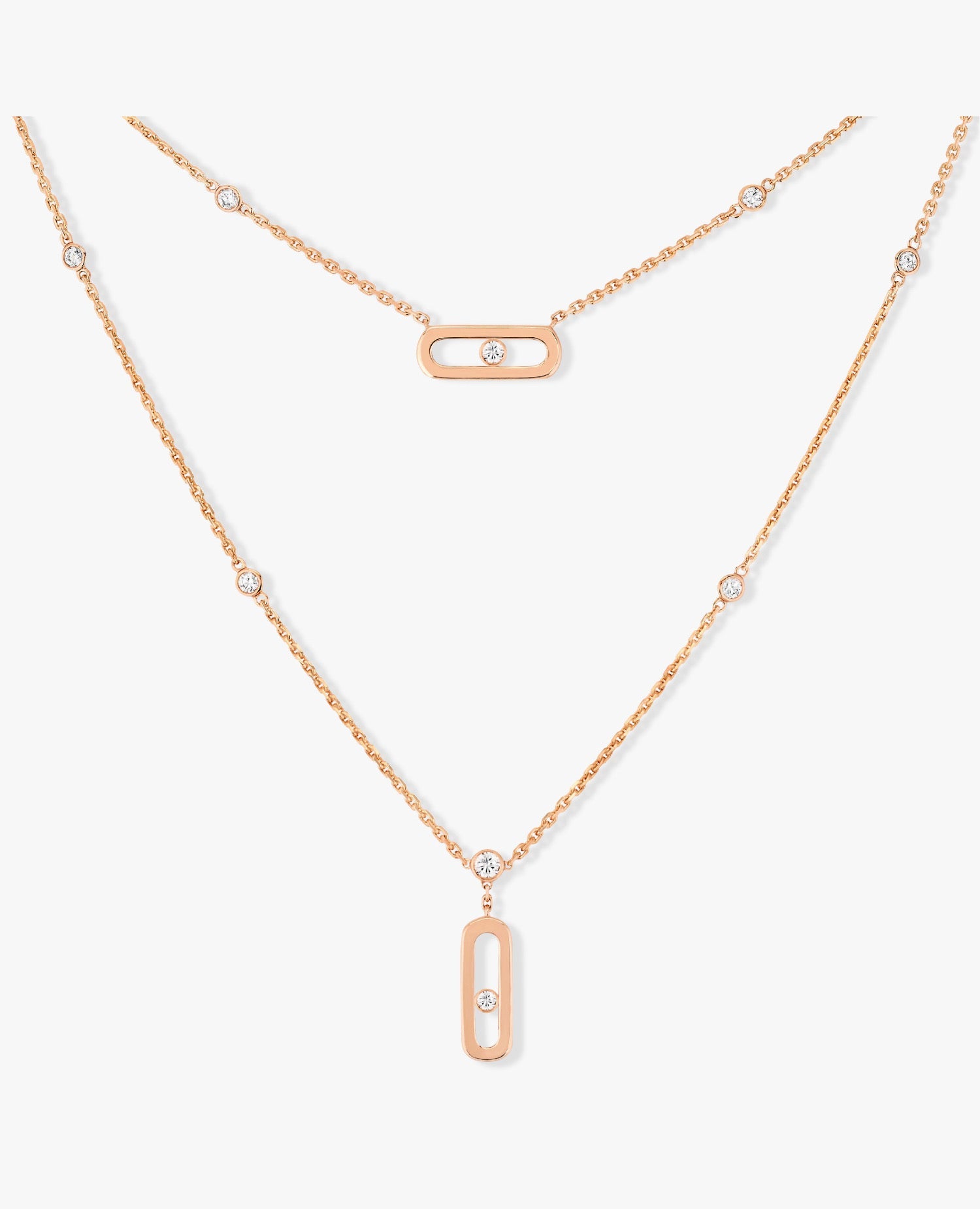 MSK  Move Uno 2 Rows Necklace Pink Gold