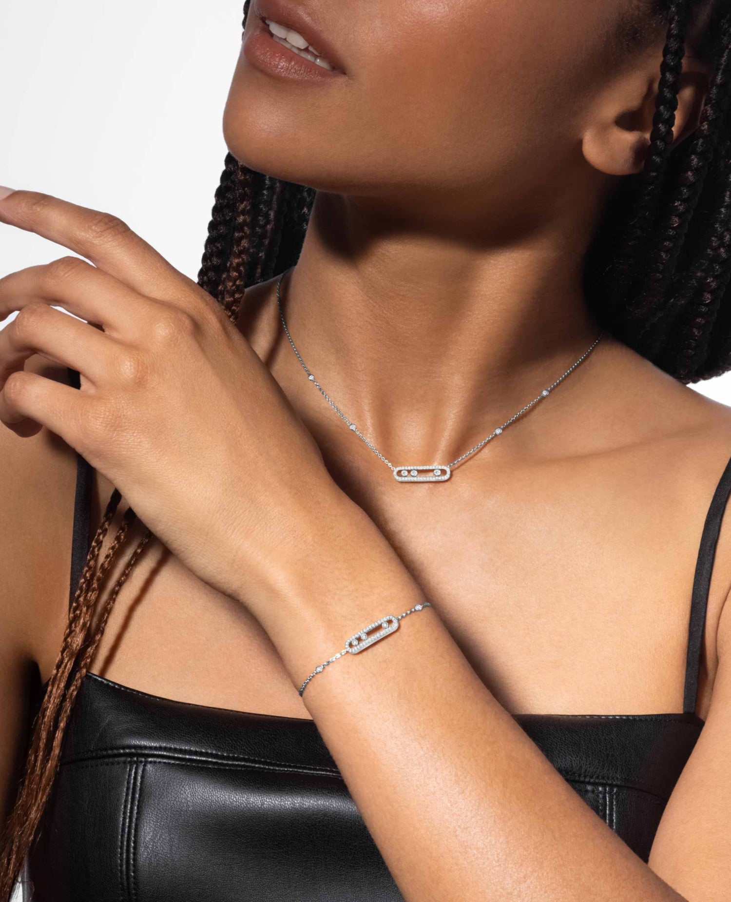 MSK Baby Move Pavé Necklace Silver