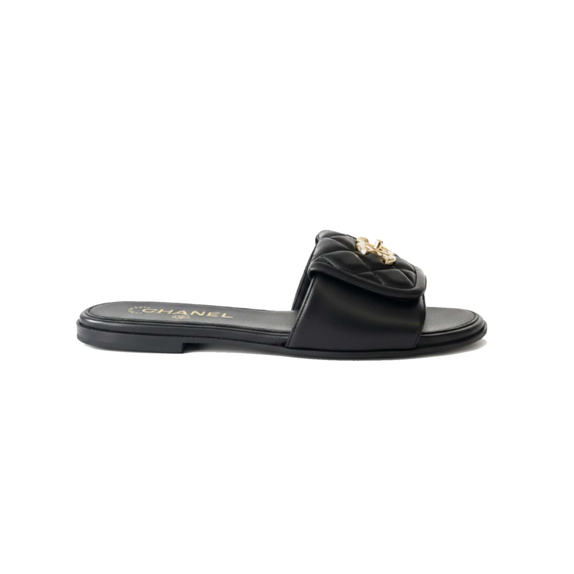 COCO Lambskin Quilted Turnlock Flat Mules