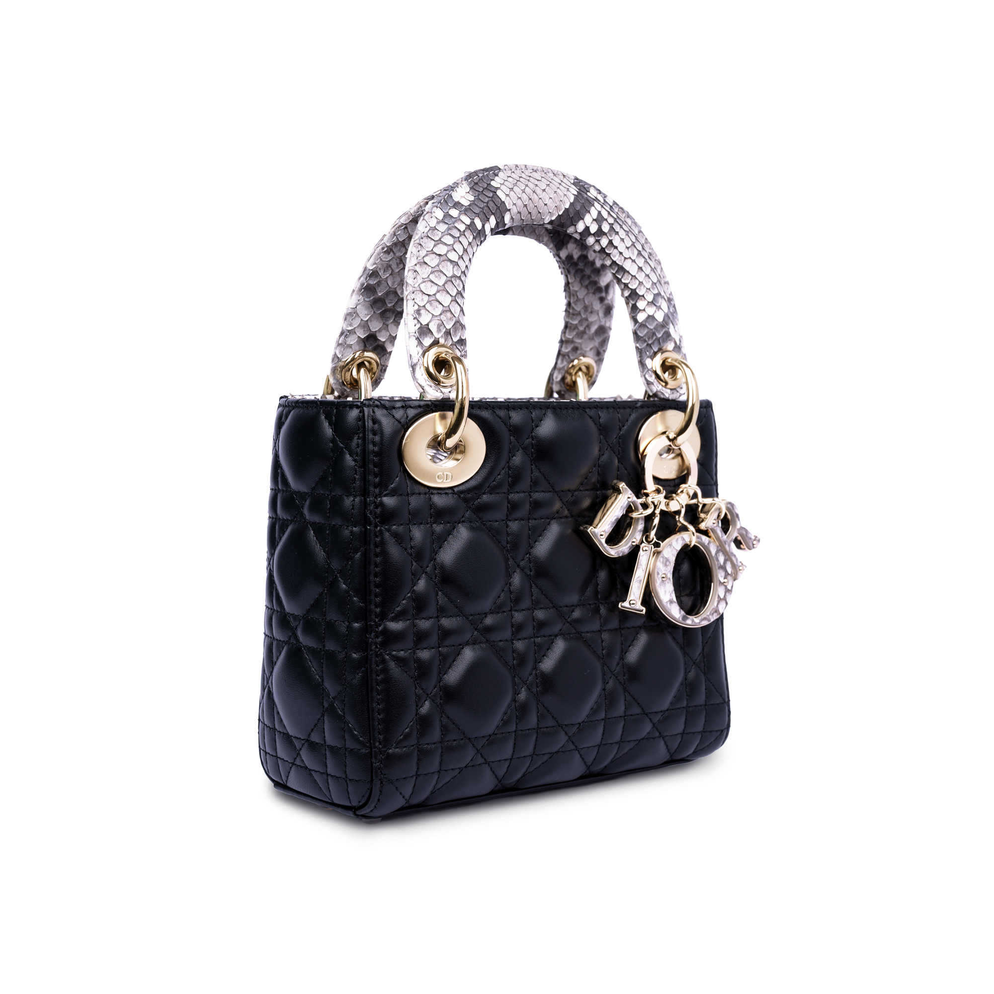 DR Mini Lady DR Bag  Black Calfskin Python