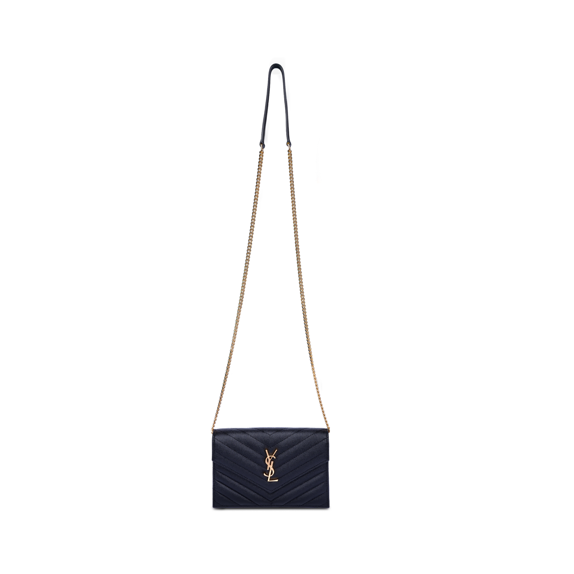 STL Cassandre Envelope Chain Wallet In Grain De Poundre Leather Noir