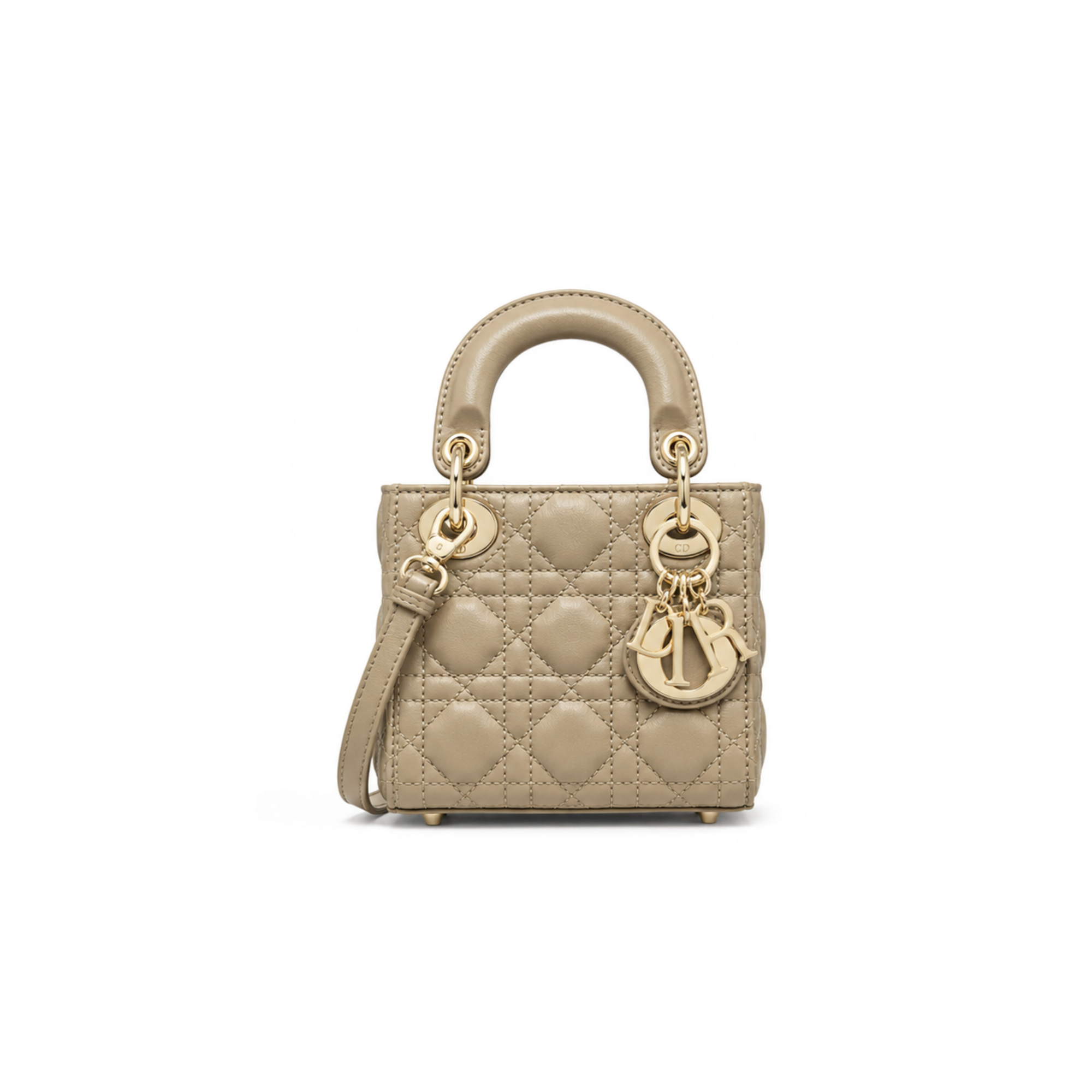 DR Lady Micro Bag Beige Cannage Lambskin