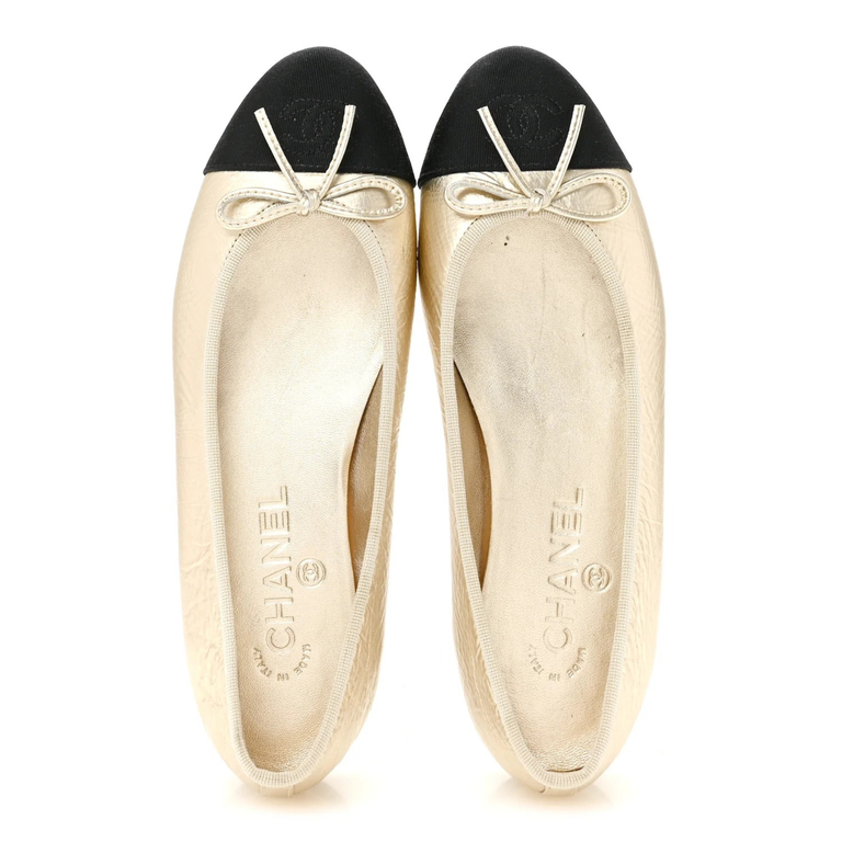 COCO Ballet Flats Light Gold & Black