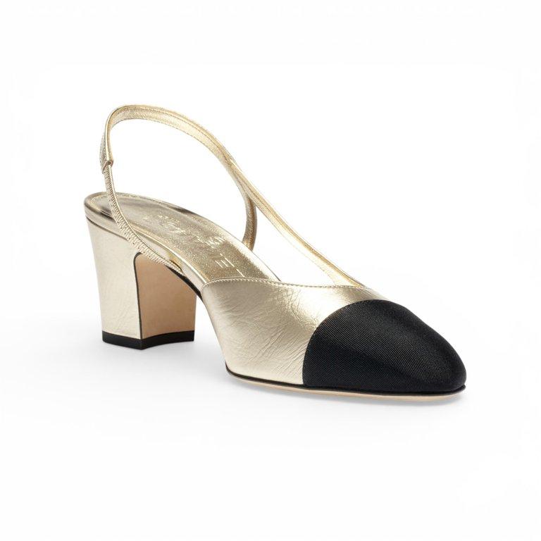 COCO Slingbacks Laminated Lambskin & Grosgrain light gold & black