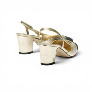 COCO Slingbacks Laminated Lambskin & Grosgrain light gold & black