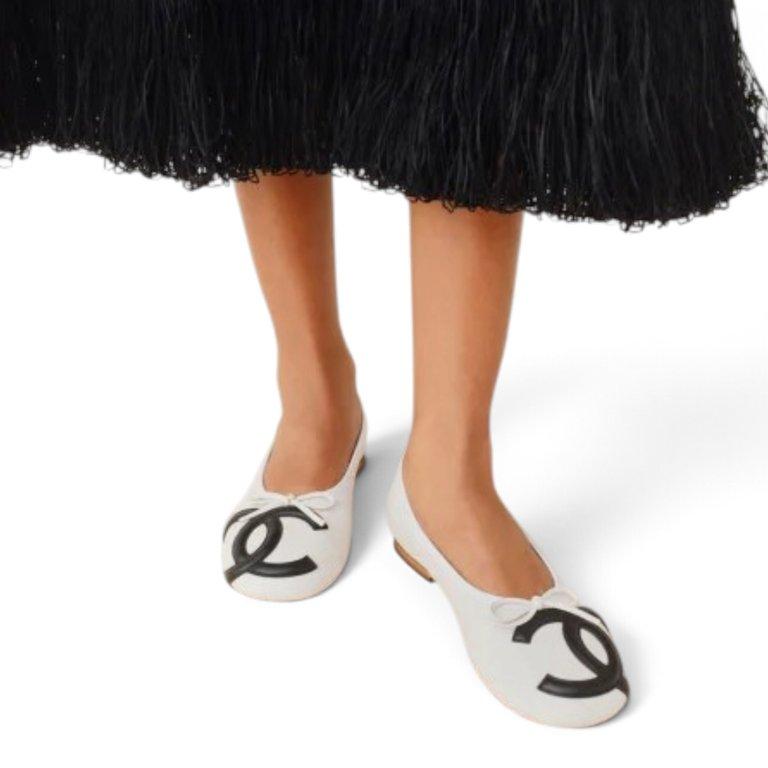 COCO Ballet flats  Lambskin White & Black