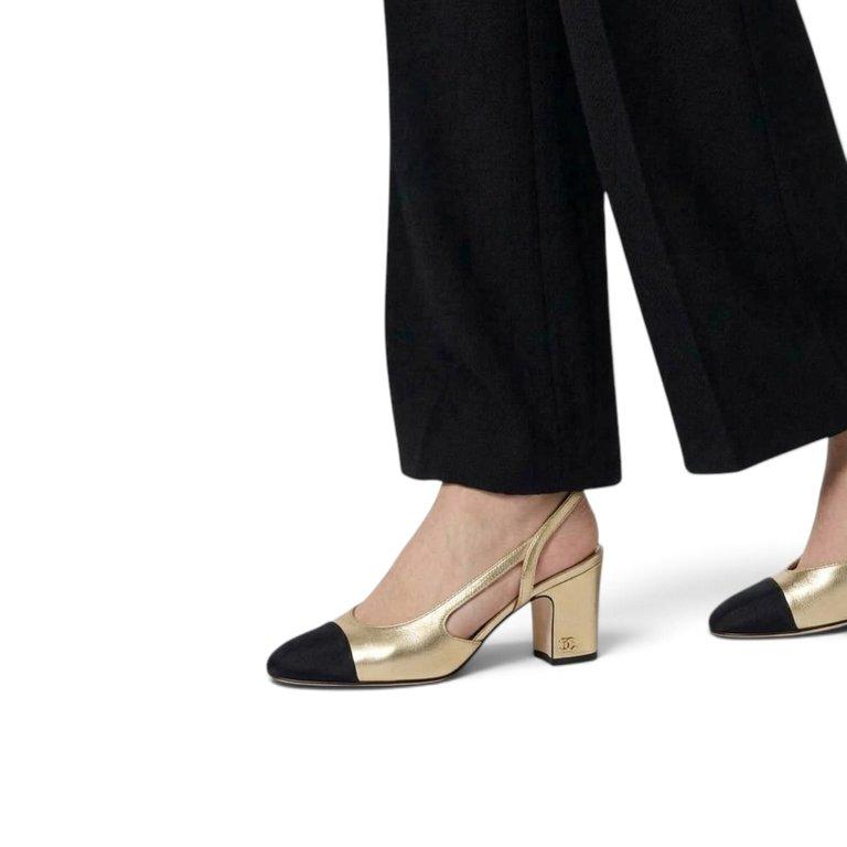 COCO Slingbacks Laminated Lambskin & Grosgrain light gold & black