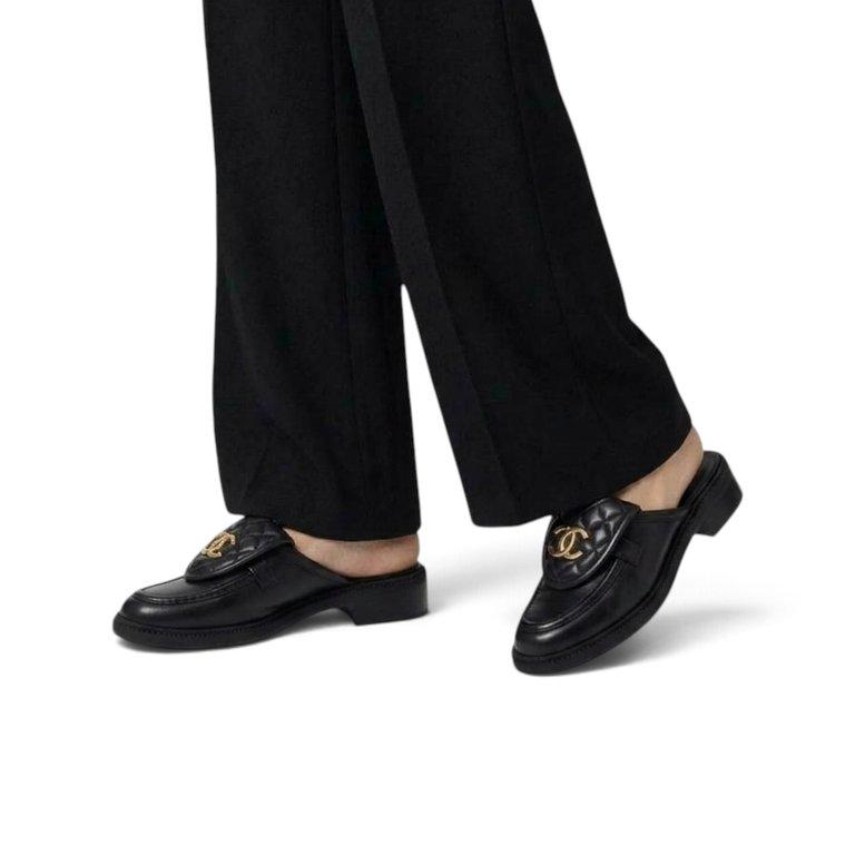 COCO Lambskin Quilted CC Turnlock Mules