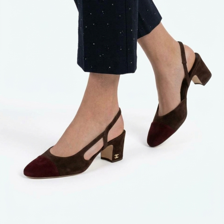 COCO Slingbacks Suede Burgundy & Brown