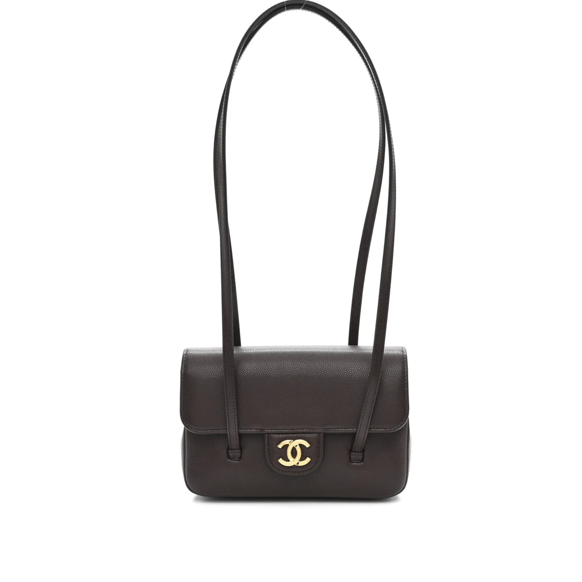COCO Preppy mini clutch with Leather Strap Dark Brown