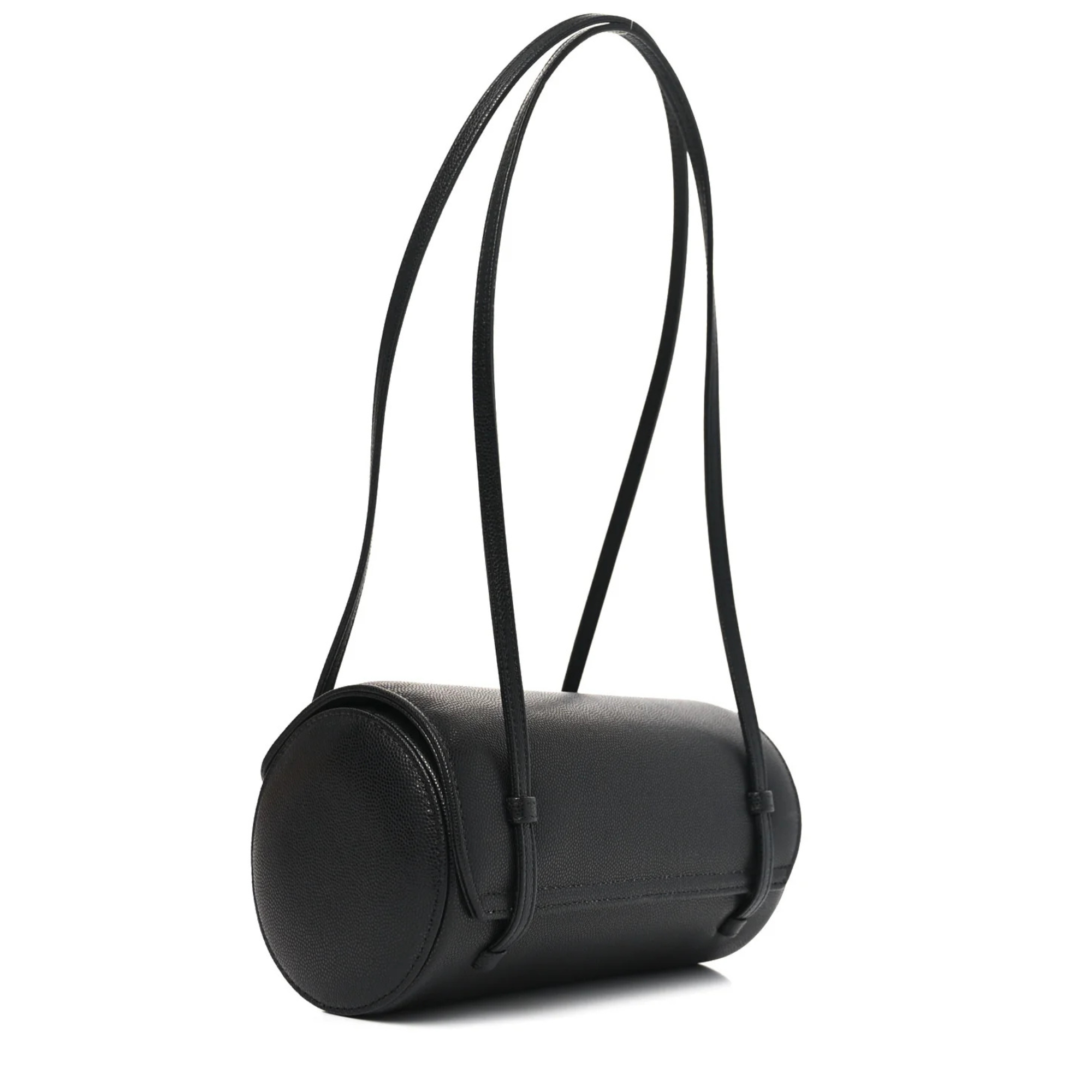 COCO Small Preppy Shiny Caviar Bowling Bag Black
