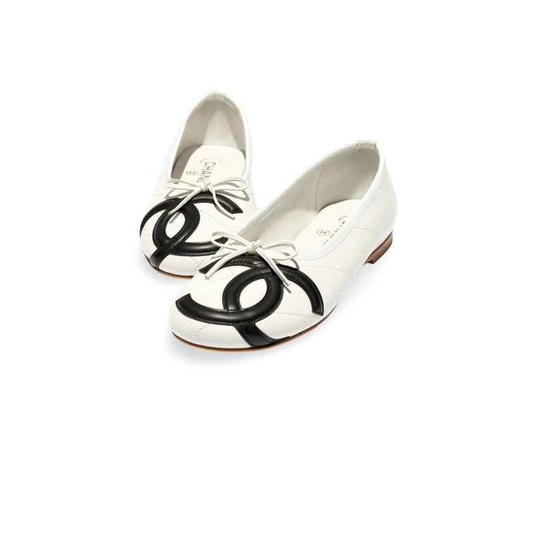 COCO Ballet flats  Lambskin White & Black