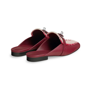 HMS Oz Fringe Mules in Goatskin & Canvas