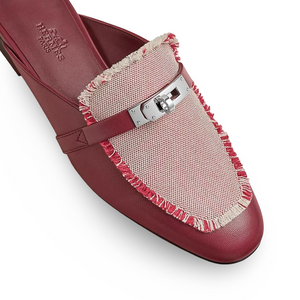 HMS Oz Fringe Mules in Goatskin & Canvas