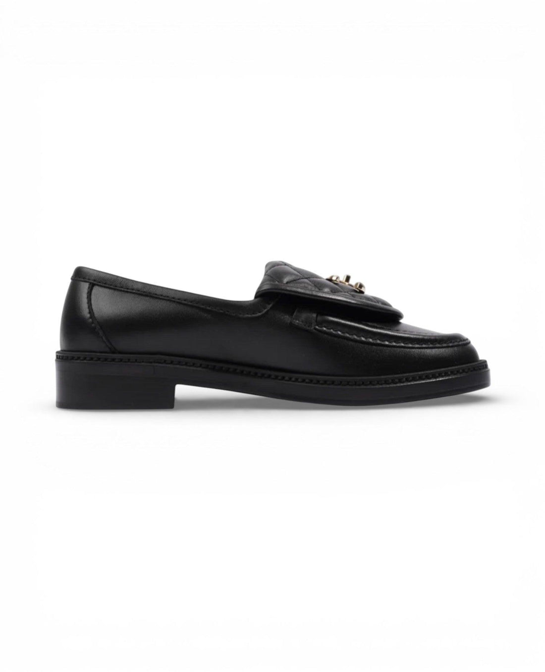 COCO Quilted CC Turnlock Black Leather Loafers