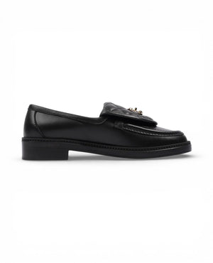 COCO Quilted CC Turnlock Black Leather Loafers