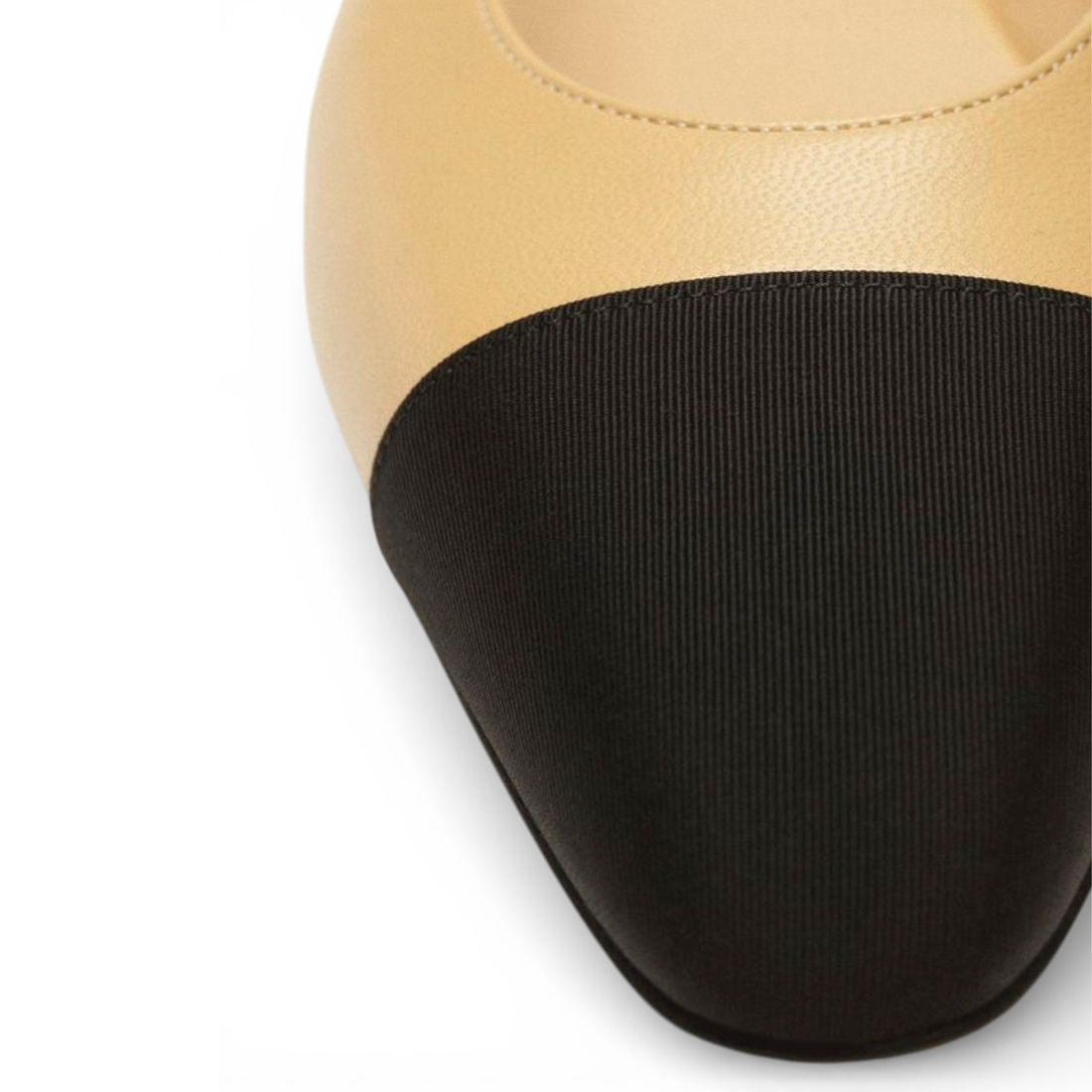 COCO Slingbacks Goatskin & Grosgrain Flat Beige & Black