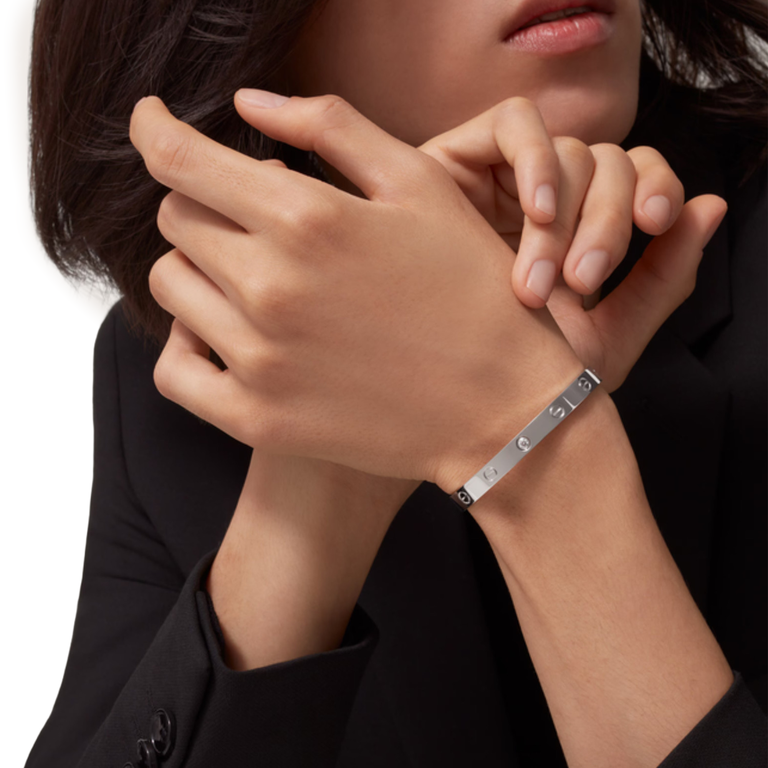 CRT Love Bracelet, Open, 1 Diamond, Silver