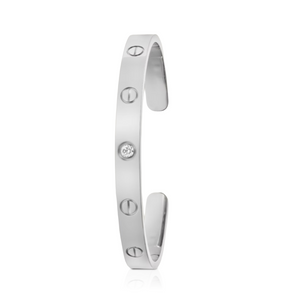 CRT Love Bracelet, Open, 1 Diamond, Silver