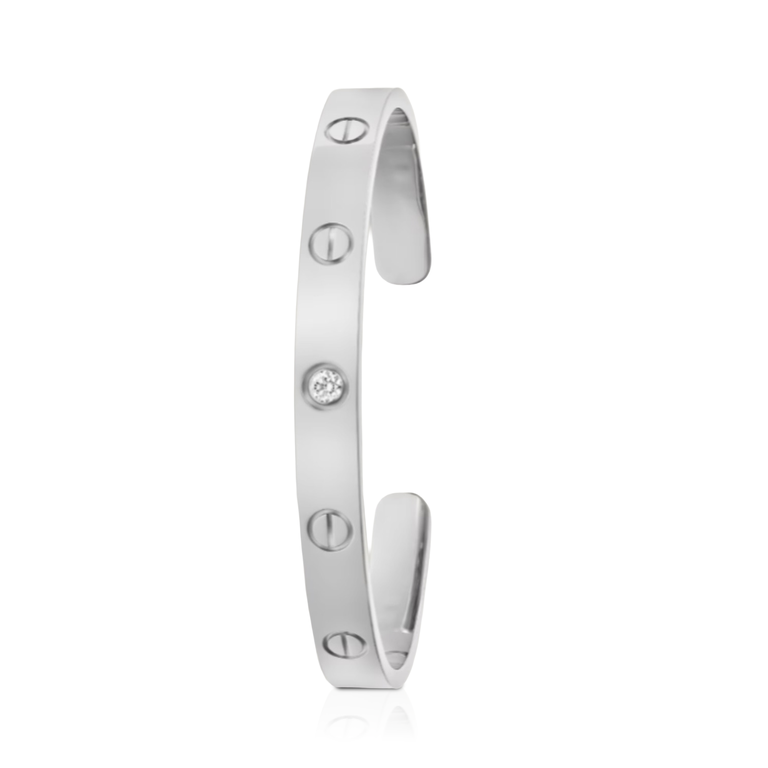 CRT Love Bracelet, Open, 1 Diamond, Silver