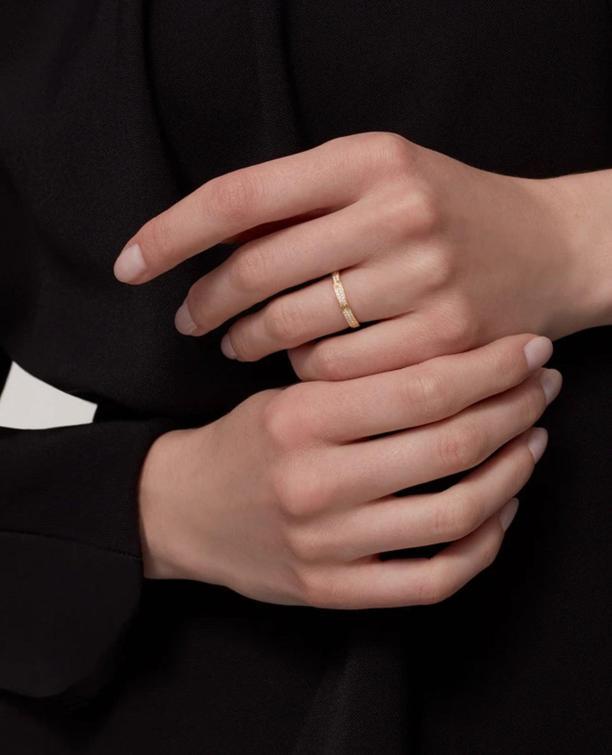 CRT Love Ring, Mini Model, Paved, Yellow Gold
