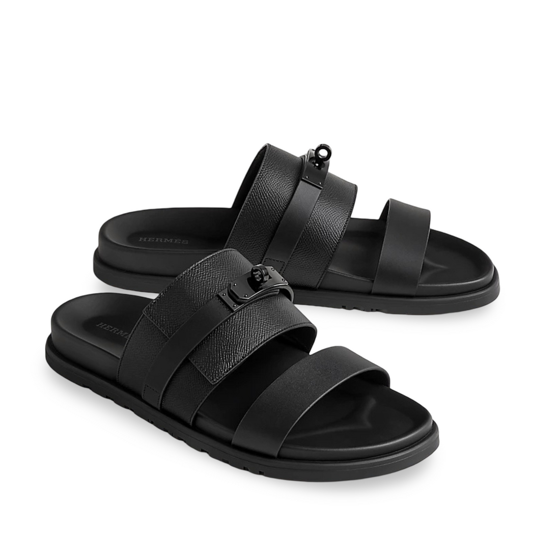 HMS Jackson Techno Sandal in Epsom Calfskin Black Hardware